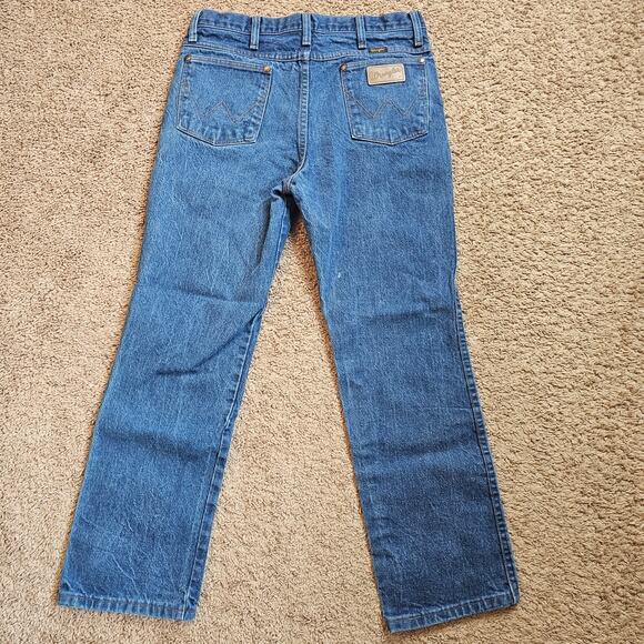 Wrangler 936DEN Jeans Mens Tag 34x30 Fit 32x28 Blue Dark Wash Denim Cowboy Cut - Picture 6 of 11